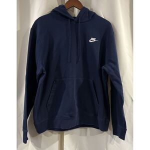 Nike Hoodie Mens Large Blue Hooded‎ Sweatshirt Club Fleece Sportswear